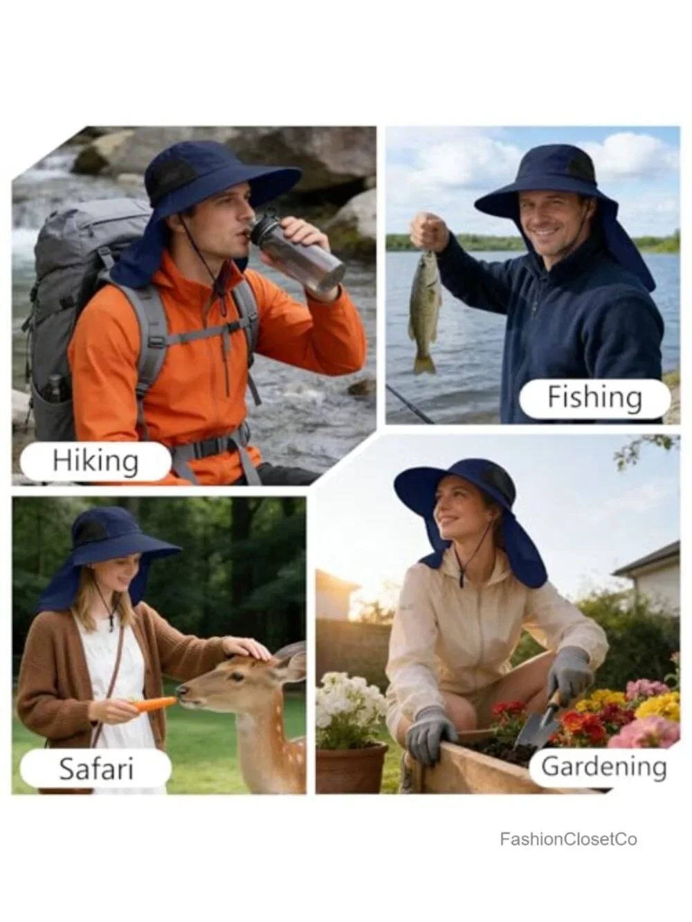 UPF 50+ Sun Hat with Neck Flap, Lightweight Nylon, Outdoor Fishing Hiking